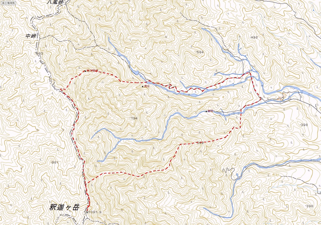 釈迦ヶ岳　岩ヶ峰　段木