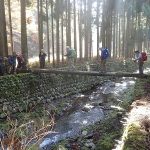 丸太橋【慎重に】渡ってます